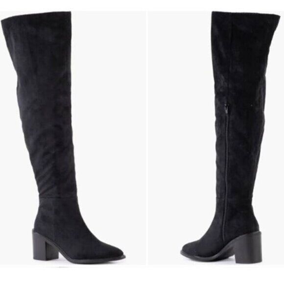 Women's Leather Boots Seychelles‎ Knee High Block Heeled Winter Black Size 7 - Picture 1 of 5